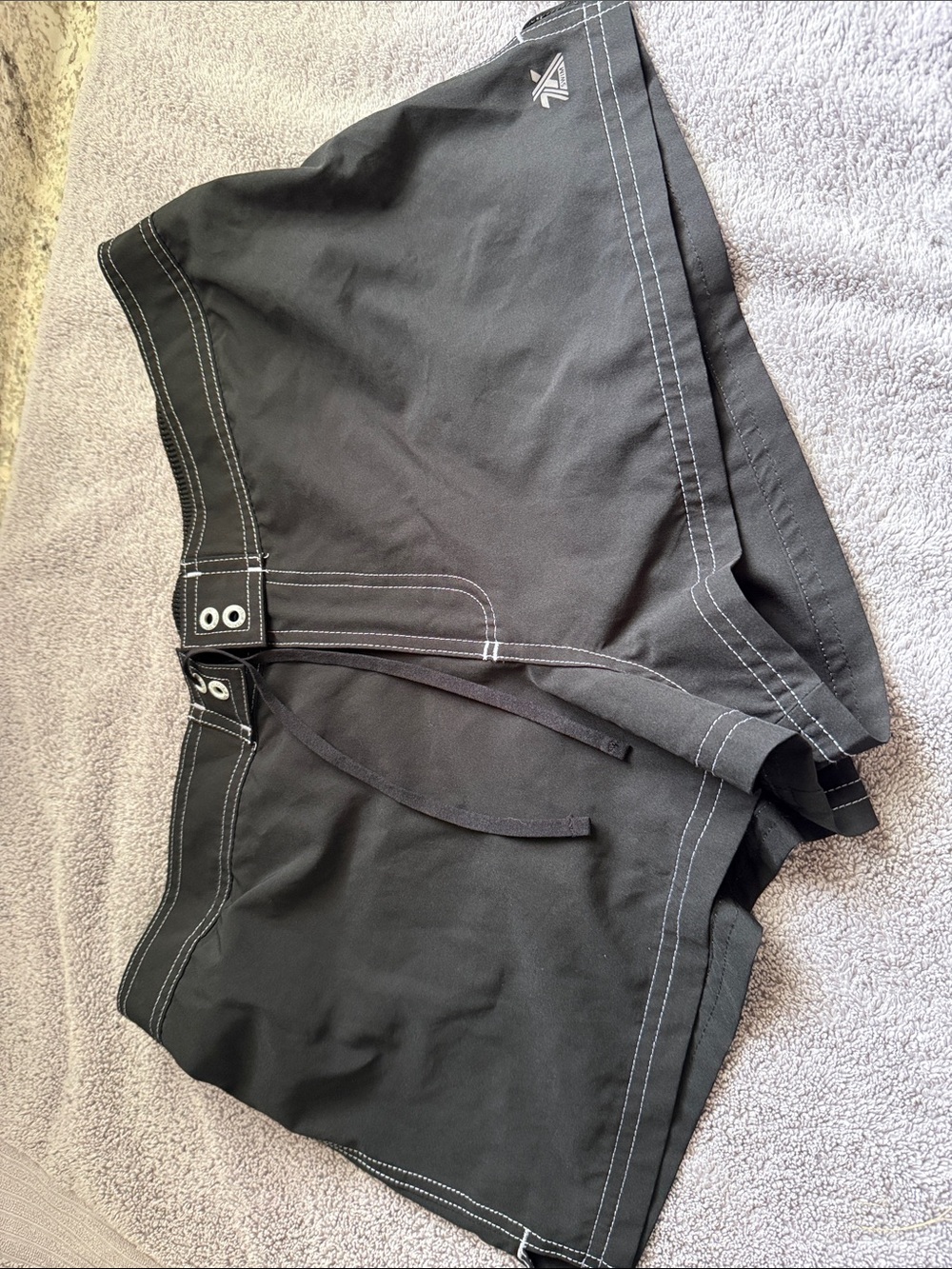 ZeroXposur Black Women's Swim Boardshorts with White Stitching